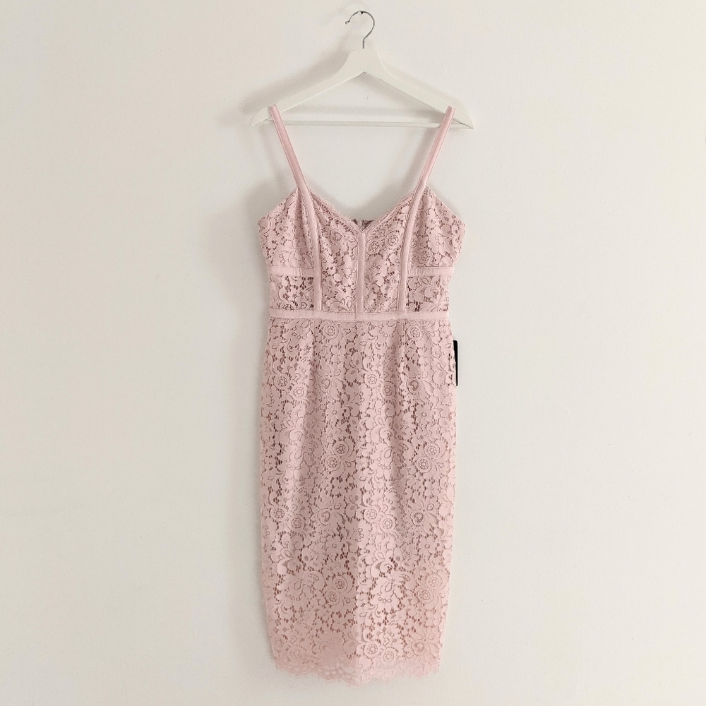 Express Light Pink Lace Midi Dress-6